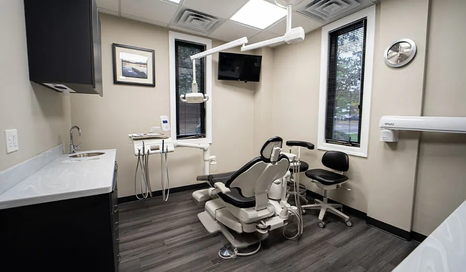 The exam room at Jay Zimmerman Dentistry in Mountainside NJ.